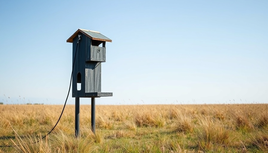 Weathered deer feeder in grassy field related to Mississippi baiting hoax.