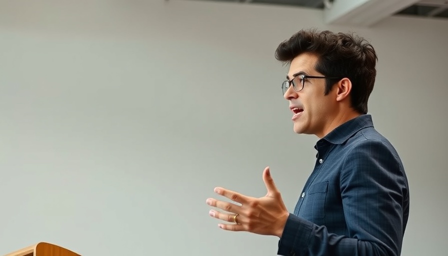 Expert speaker passionately engaging audience in a lecture.