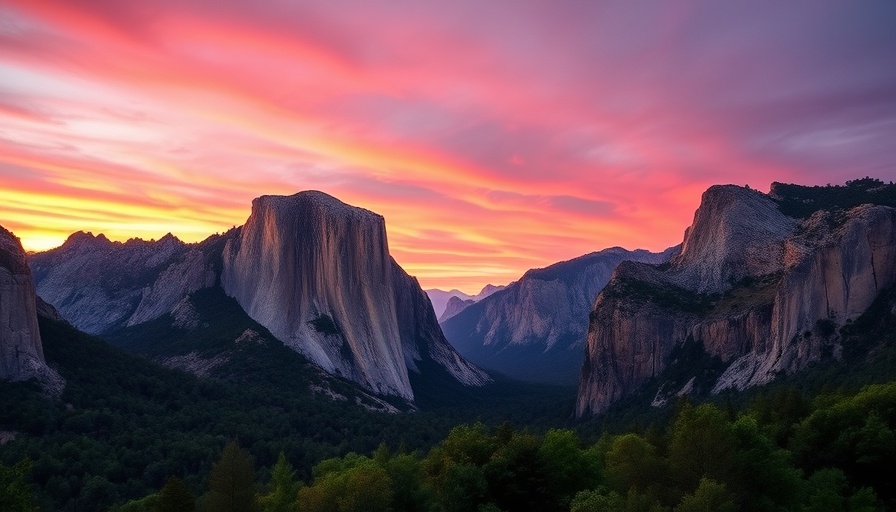 Towering granite cliffs at sunset, UNESCO World Heritage Site.