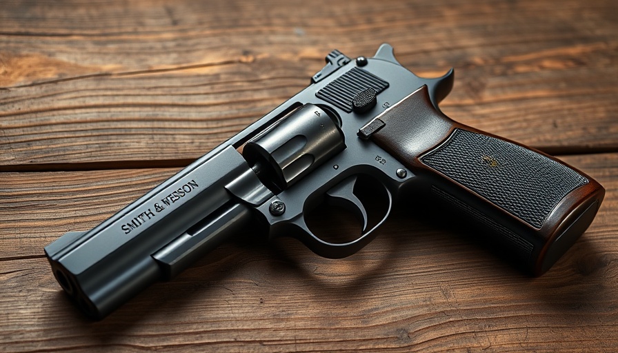 Smith & Wesson Model 1913 pistol on rustic wood background.