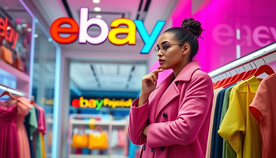 Fashionable woman in eBay store for circular fashion partnership.