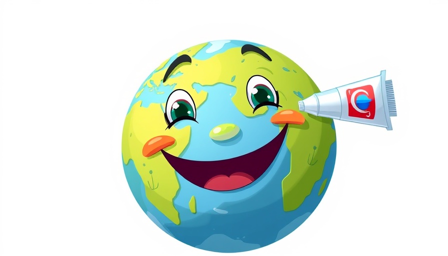 Illustrated Earth with Colgate toothpaste smile reflecting sustainable practices
