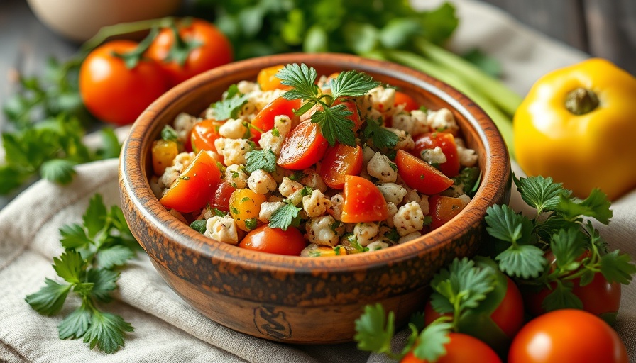 Vibrant Biwaz Salad with fresh greens and onions in a rustic bowl.