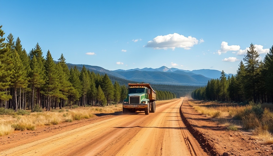 Road construction in forest illustrating Roadless Rule Rollback, clear sky.