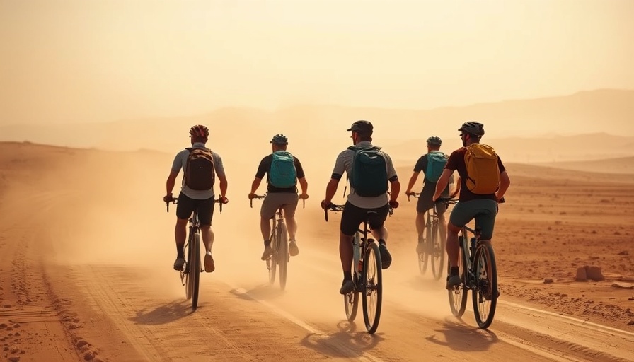 Cyclists in a dusty desert at sunrise during Burning Man. Is Burning Man Fun.