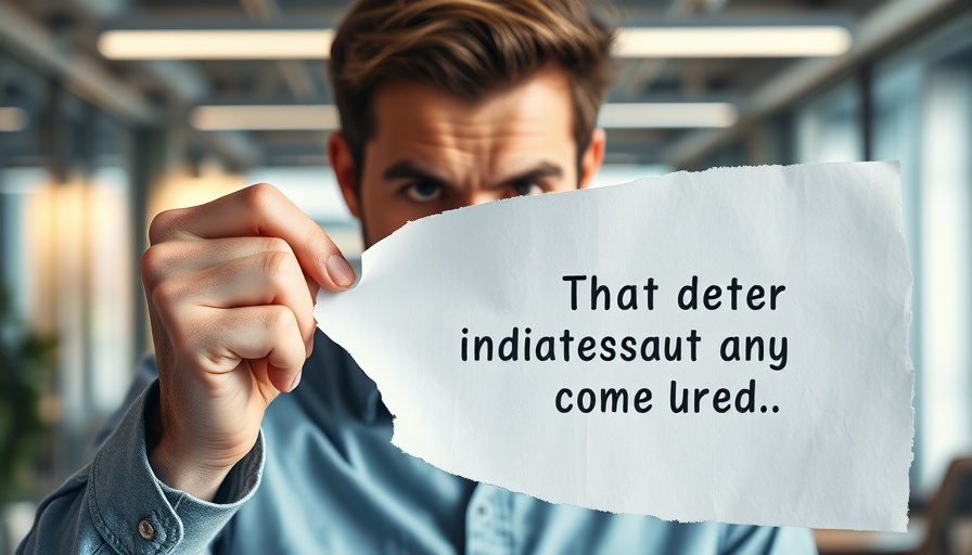 Man tearing paper with text in vibrant office, representing successful personal brand strategies.