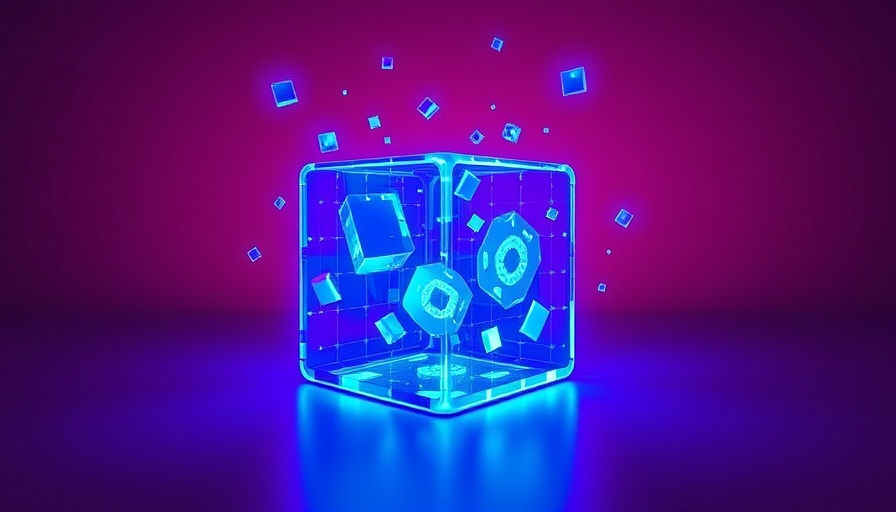 Artificial intelligence inspired digital cube with abstract shapes.