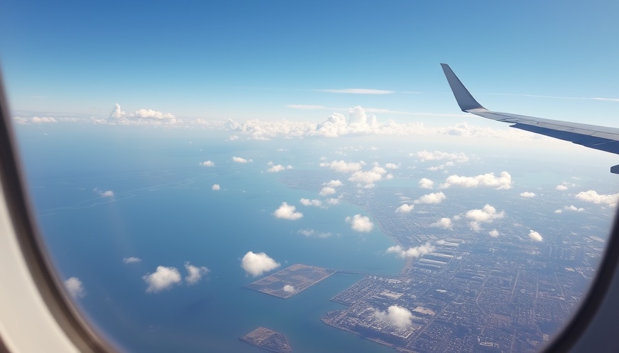 Aerial view from an airplane near Chicago O'Hare showcasing Lake Michigan.