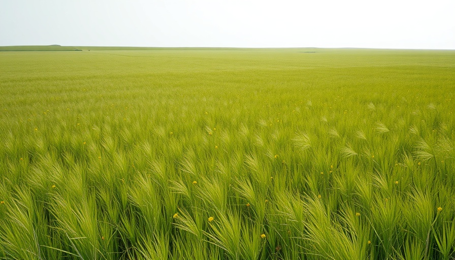 LCA+ sustainability in fashion, expansive green meadow landscape.