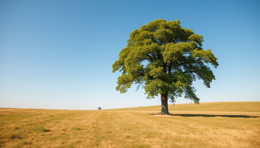 Trustees of the Earth inspiration with lone tree in open field.