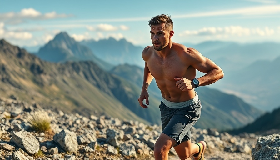 Athletic man running on mountain trail, cutting trails in national parks.