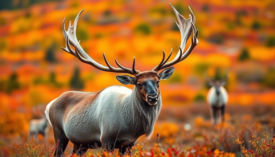 Majestic caribou in autumn tundra during caribou hunt adventure