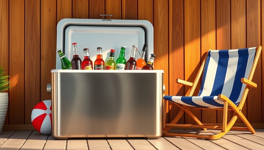 Sustainable tailgating setup with sleek cooler and drinks.
