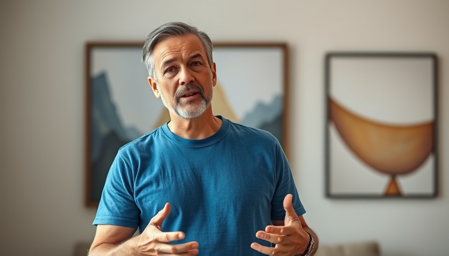 Middle-aged man discussing indoors, AI changes everyday life context.