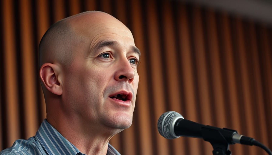 Man discussing content marketing in a presentation.