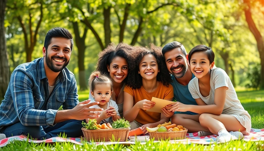 Diverse family enjoying a sunny picnic in the park, family friendly outdoor activities.