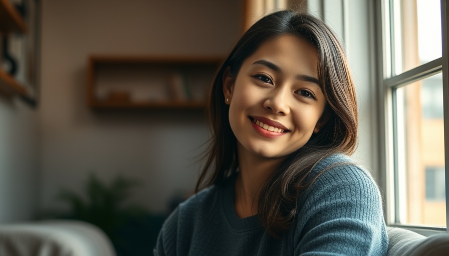 Young woman reflecting with a gentle smile, breaking free from emotional labor.