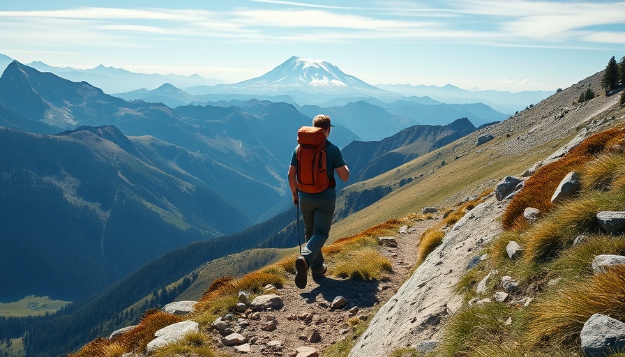 Backpacking on the Wonderland Trail with Mount Rainier view.