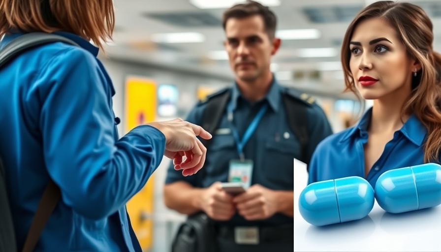 Collaged image depicting TSA medication rules at an airport.