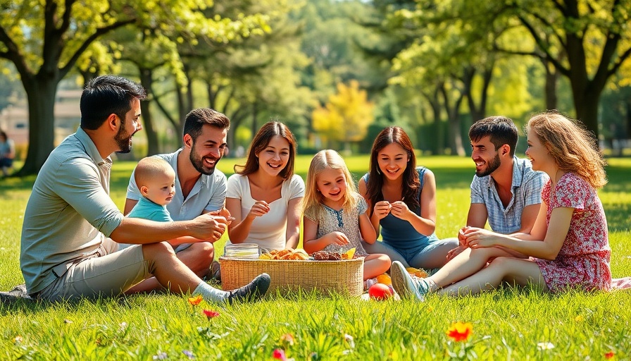 Family enjoying outdoor activities in a sunny park with games.