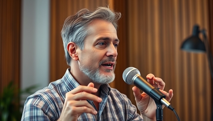 Confident man discussing ideas in digital marketing content studio.