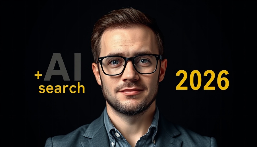 AI search optimization strategies text with confident man.