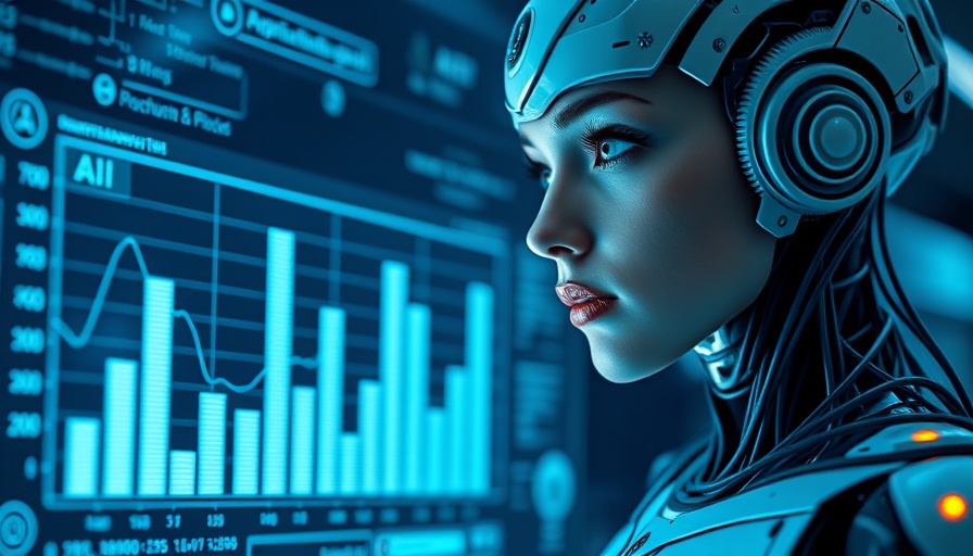 Cyborg observing AI evolution chart, 7 Stages of AI Evolution