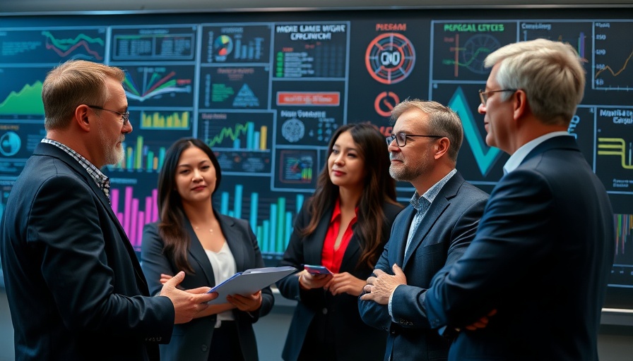 AI Agents Optimize Mainframe Computing: Professionals discuss with digital diagrams.