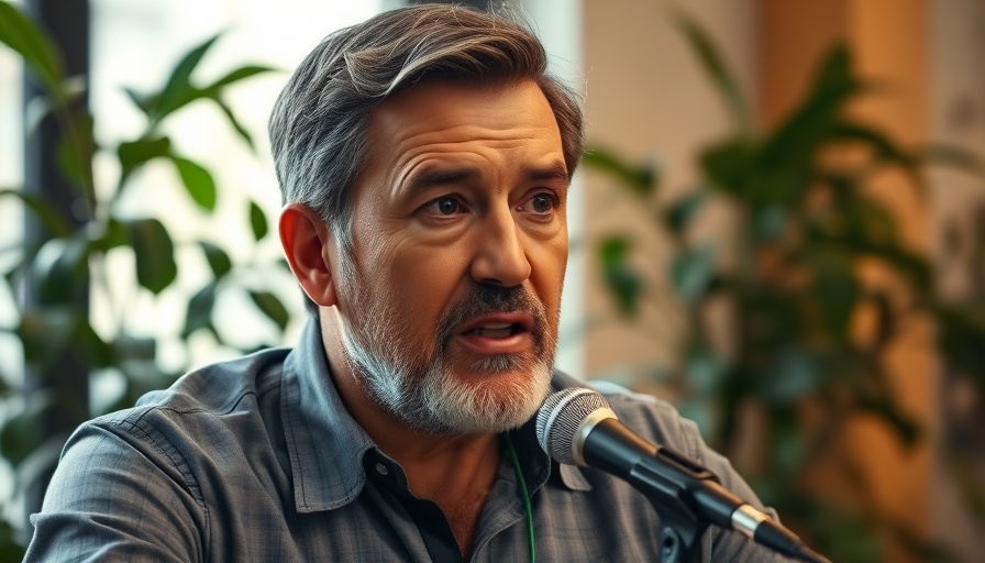 Digital marketing strategies discussed by a man speaking into a microphone.