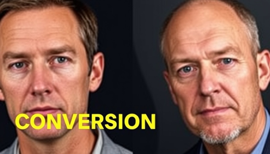 AI SEO Strategy graphic with two men and conversion text.