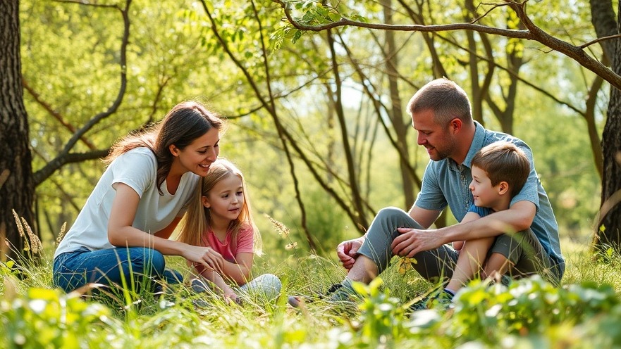 Family enjoying nature, highlighting the crucial role in shaping connections to the environment.