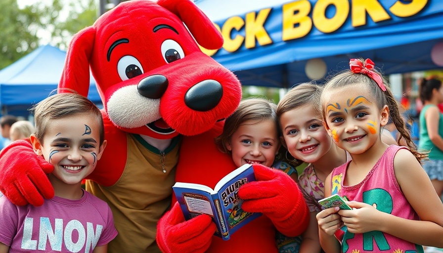 Family-friendly pirate-themed Book Bash with kids and mascot.