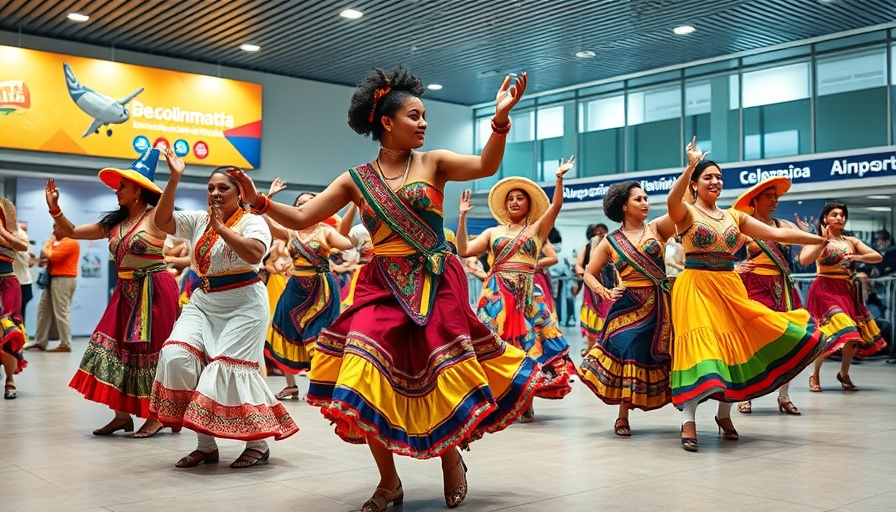 Traditional Colombian dance performance at Tampa airport event.