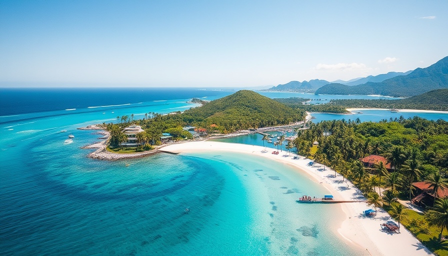 Aerial view of tropical Rio Grande Puerto Rico vacation spot.