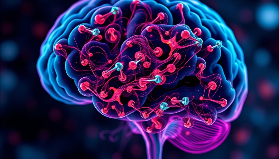 Artistic visualization of microplastics accumulating in the brain.