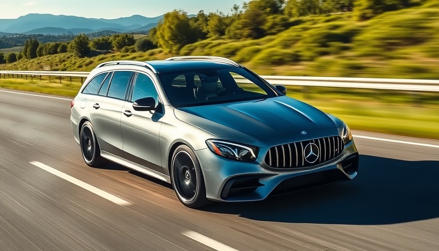 2026 Mercedes-AMG E53 Hybrid Wagon on a scenic highway.