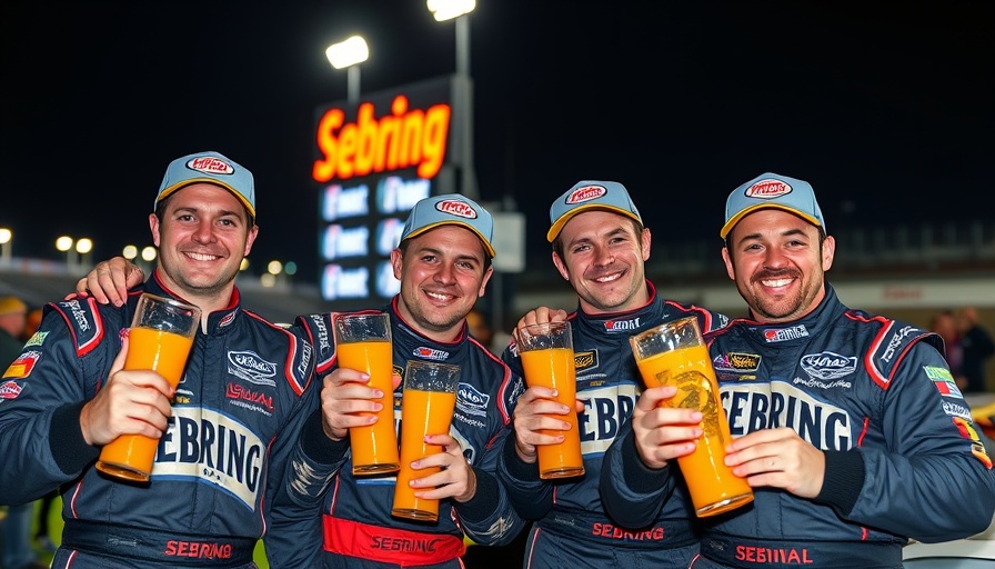 Felipe Nasr IMSA superstar celebrating win at Sebring race.