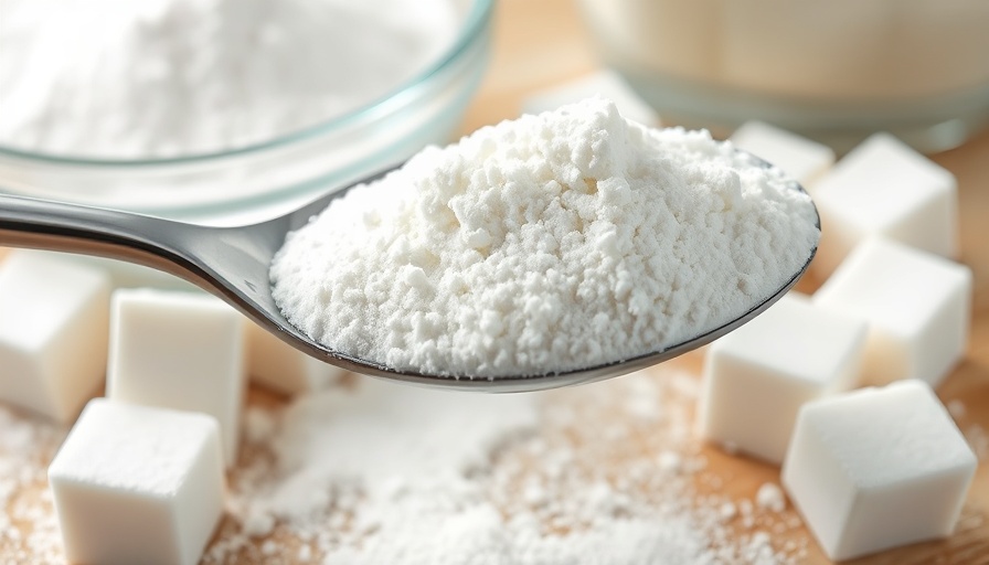 Powdered baby formula and sugar cubes, highlighting added sugars issue.