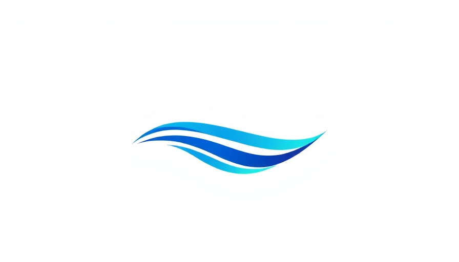 Modern logo for Smoke-Free Room Guarantees with blue waves, conveying freshness.