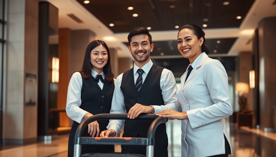Operational connectivity in hospitality with hotel staff in lobby.