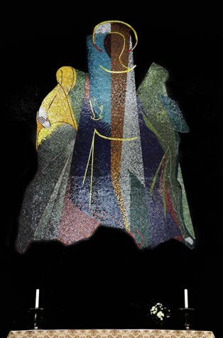 The mosaic at St Paul’s showing Christ with his two followers who lived in Emmaus