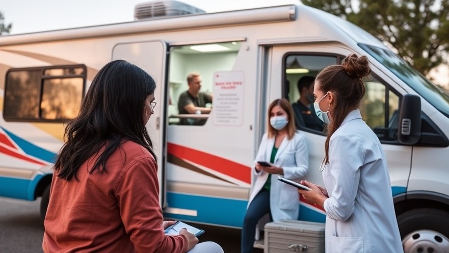 Mobile clinic for women's addiction healthcare, highlighting collaboration with women doctors.