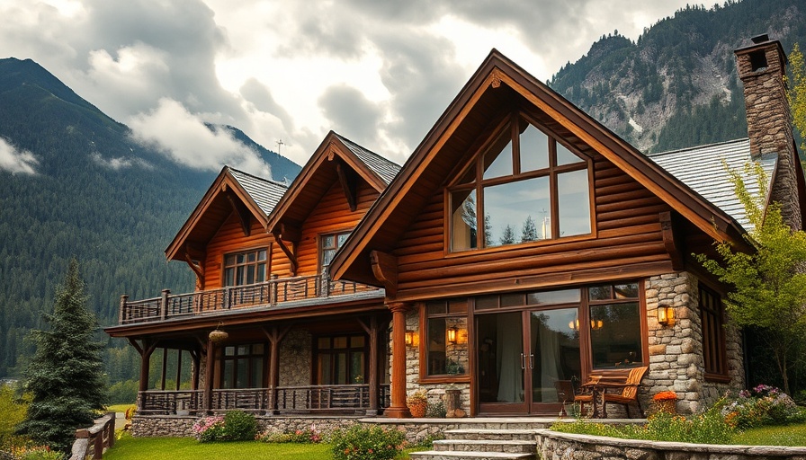 Charming rustic house in mountains, representing property sales.