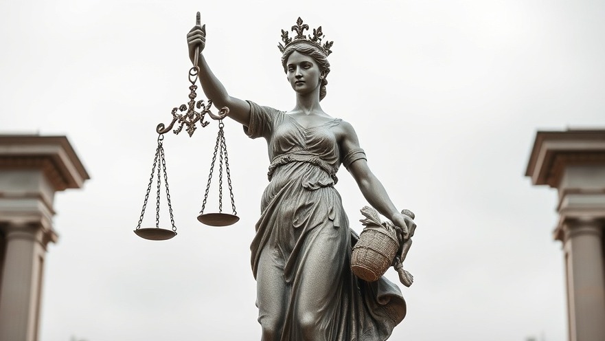 Symbol of Lady Justice representing real estate competition and legal challenges.