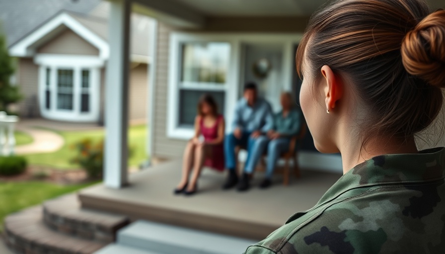 VA Home Loan Benefit for military families, soldier observing family