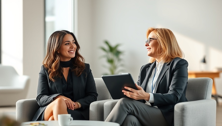 Two women discussing business in modern office for selling your house in today’s market.