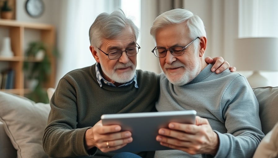 Older man and younger man discussing non-arm's length transactions on tablet.