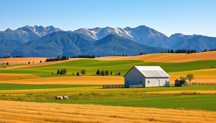 Scenic landscape with barn and mountains for Mountain Homes Realty brokerage.