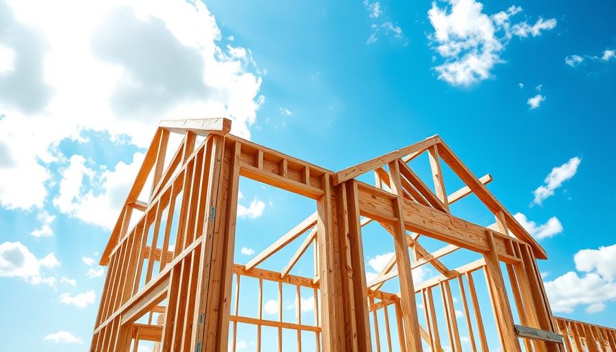 Wooden house frame under clear sky, symbolizing housing starts plunge 10%.