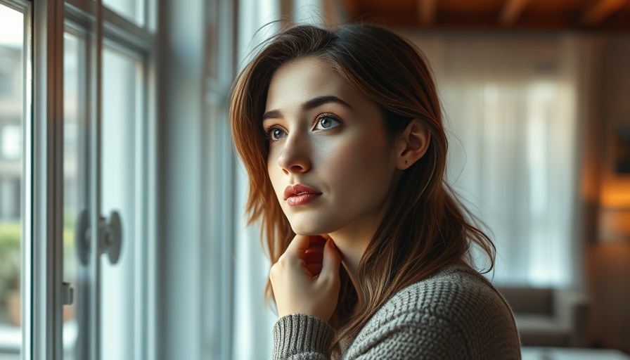 Thoughtful woman reflecting on real estate market recovery.